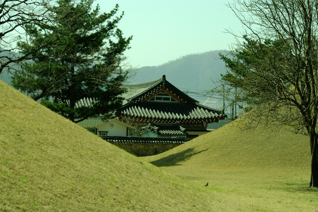 В Кёнджу много древних захоронений. Эти холмы меняют,